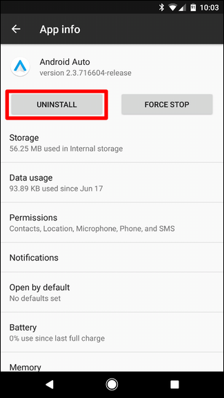 uninstall android auto1