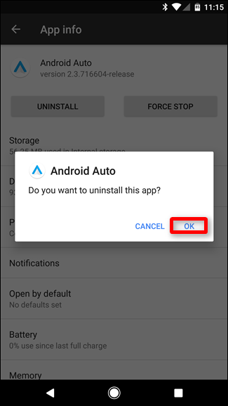 uninstall android auto2